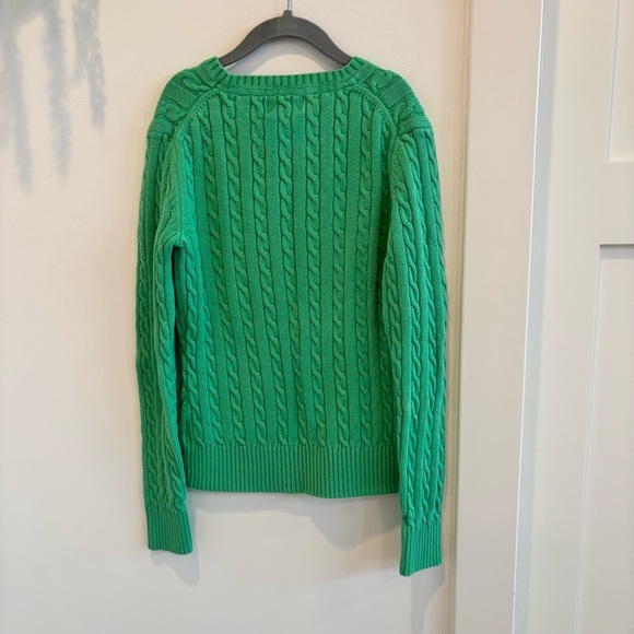Lily Pulitzer Cable-Knit Crewneck Kelly Green Sweater Pink Logo Women's Size XS - Picture 5 of 9
